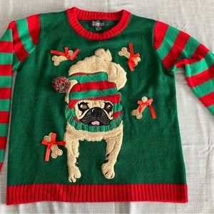 Ugly Christmas sweater pug
